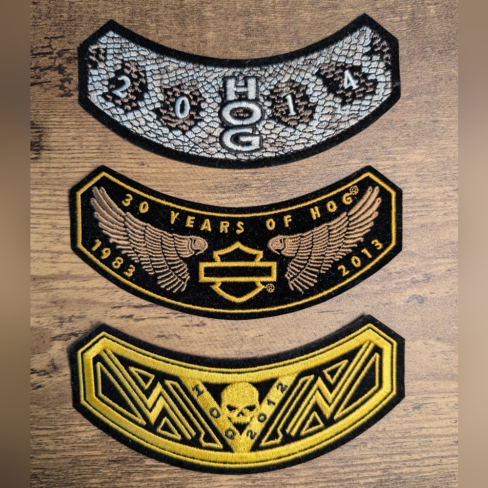 Set of 3 HOG Harley Davidson Patches